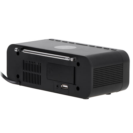 Radio cu ceas negru Adler AD 1192 cu Bluetooth, radio FM, alarma si incarcare wireless
