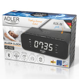 Radio cu ceas negru Adler AD 1192 cu Bluetooth, radio FM, alarma si incarcare wireless