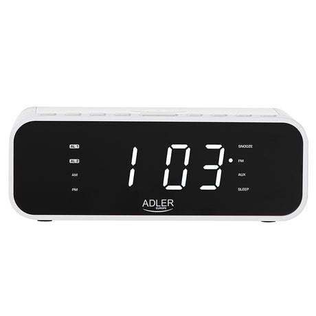 Radio cu ceas alb Adler AD 1192 cu Bluetooth, radio FM, alarma si incarcare wireless