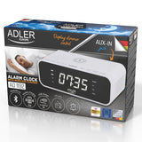 Radio cu ceas alb Adler AD 1192 cu Bluetooth, radio FM, alarma si incarcare wireless