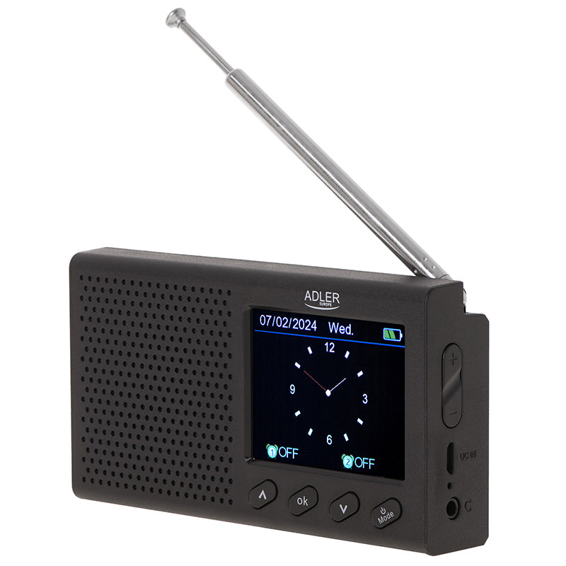 Radio portabil cu ceas Adler AD 1198 cu Bluetooth, radio FM, alarma si afisaj LCD