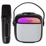 Difuzor Karaoke cu Microfon Negru Adler AD 1199 cu Bluetooth, baterie reincarcabila, AUX si USB