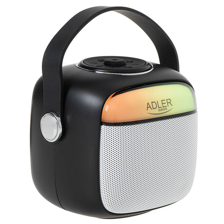 Difuzor Karaoke cu Microfon Negru Adler AD 1199 cu Bluetooth, baterie reincarcabila, AUX si USB