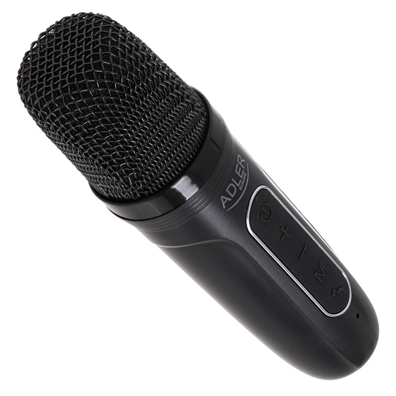 Difuzor Karaoke cu Microfon Negru Adler AD 1199 cu Bluetooth, baterie reincarcabila, AUX si USB