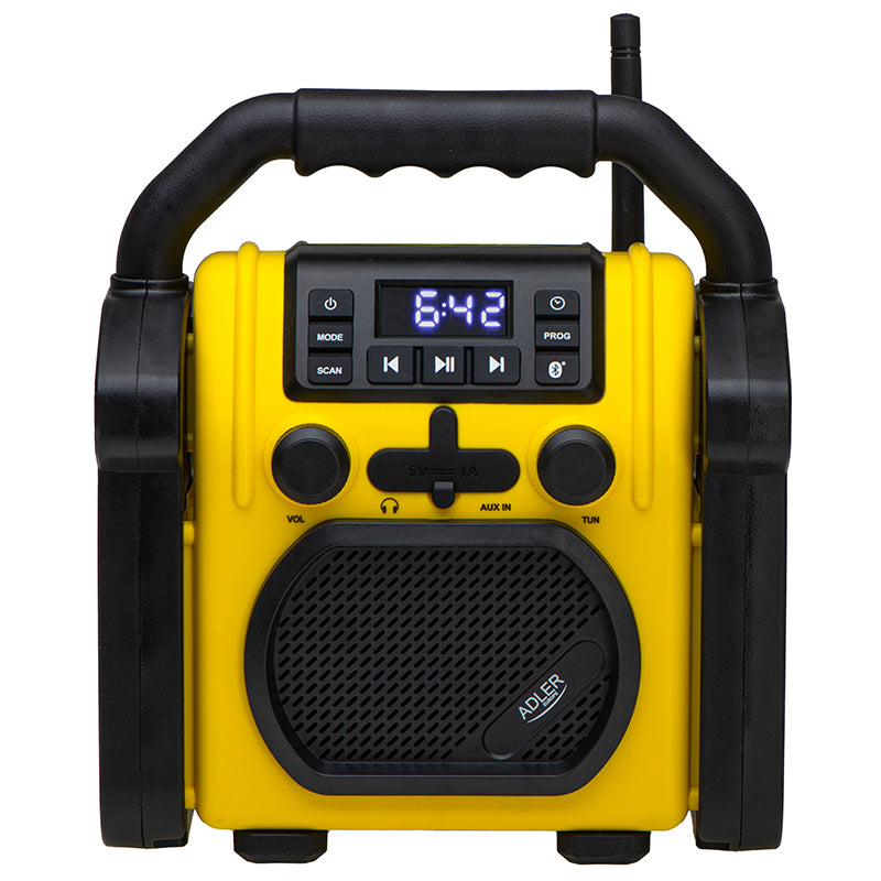 Radio portabil IPX54 Adler AD 1911 cu Bluetooth, radio FM, baterie reincarcabila si AUX