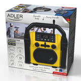 Radio portabil IPX54 Adler AD 1911 cu Bluetooth, radio FM, baterie reincarcabila si AUX