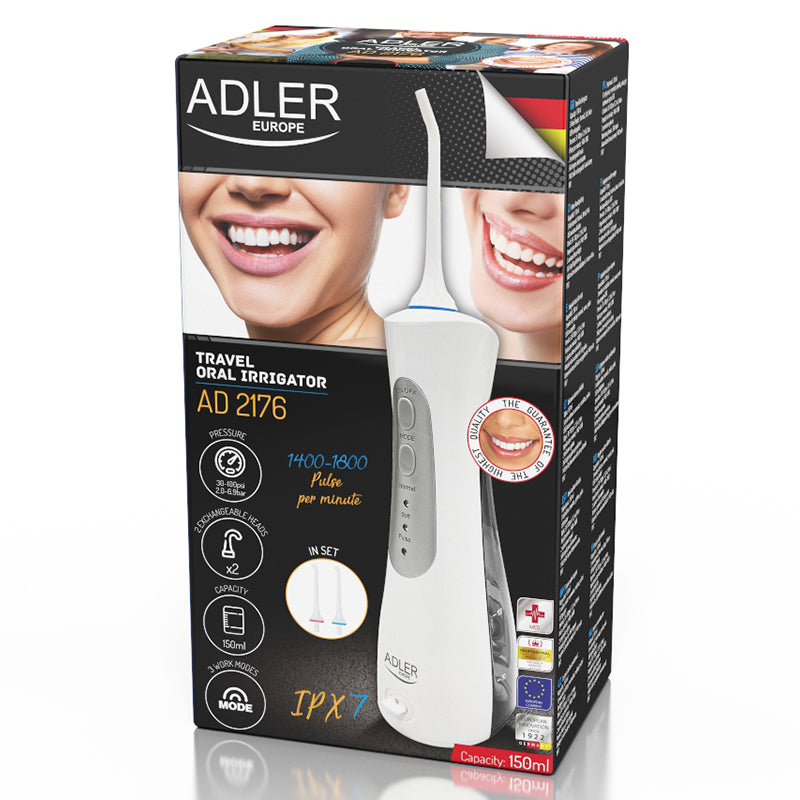 Irigator Oral Dus Bucal Voiaj Adler AD 2176 cu baterie 1400 mAh si USB