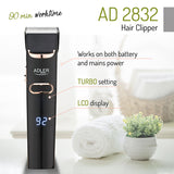 Aparat de Tuns cu Lama Ceramica Adler AD 2832 cu baterie reincarcabila