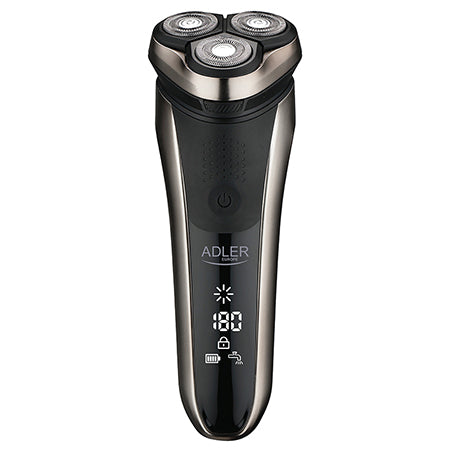 Aparat de Ras Rotativ 3 Capete Adler AD 2933 cu afisaj LCD, baterie 2000 mAh, USB si Rezistenta la Apa