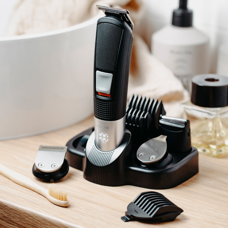 Set 5 in 1 Trimmer cu afisaj Adler AD 2943 cu afisaj LED, baterie reincarcabila si USB