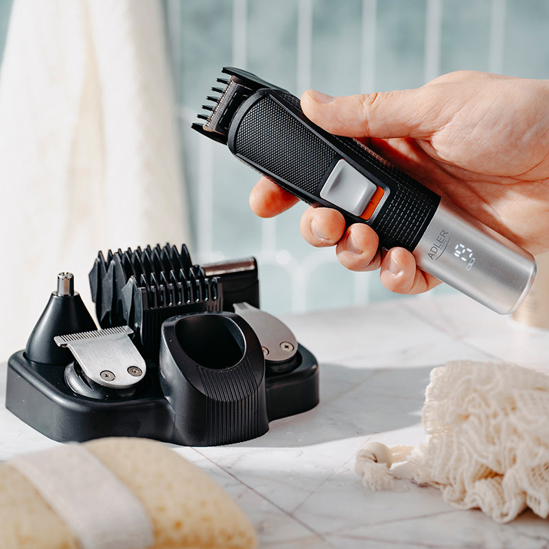 Set 5 in 1 Trimmer cu afisaj Adler AD 2943 cu afisaj LED, baterie reincarcabila si USB