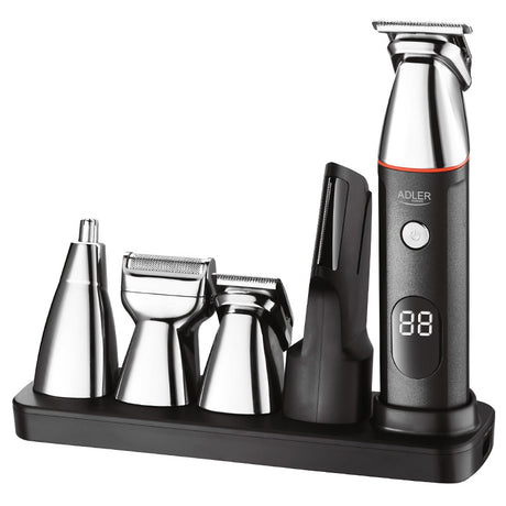 Set 5 in 1 Trimmer cu afisaj Adler AD 2946 cu afisaj LED, baterie 600 mAh si USB