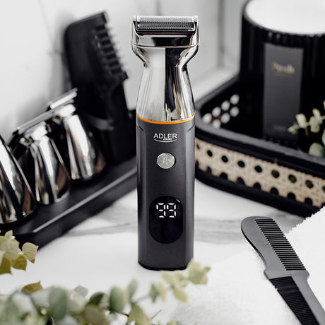 Set 5 in 1 Trimmer cu afisaj Adler AD 2946 cu afisaj LED, baterie 600 mAh si USB