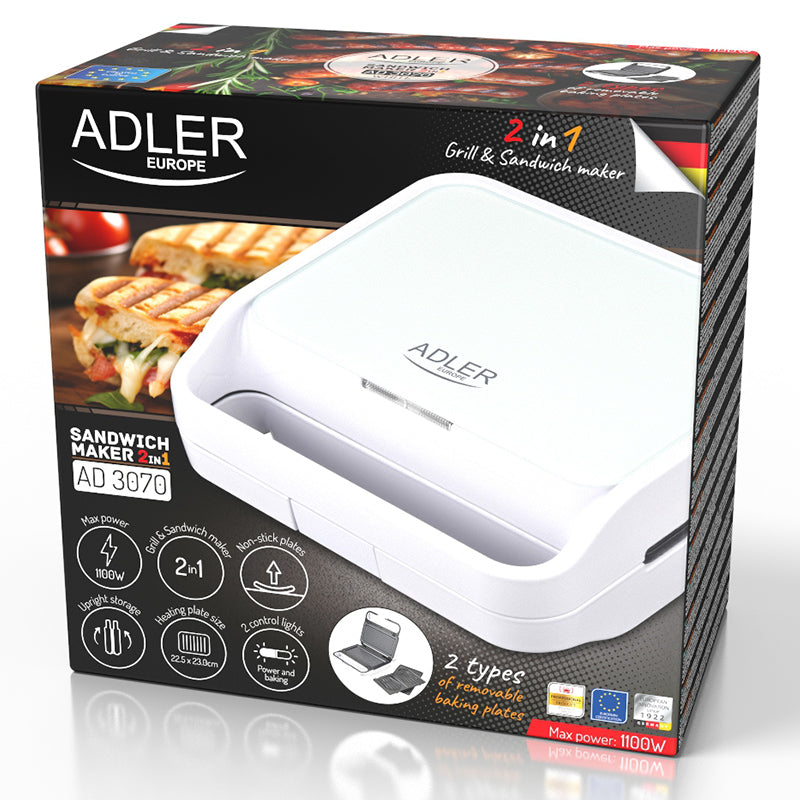 Sandwich Maker 2 in 1 Alb Adler AD 3070