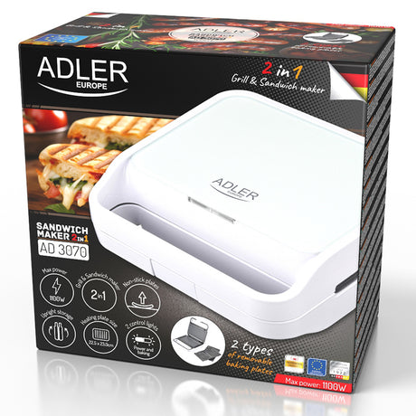 Sandwich Maker 2 in 1 Alb Adler AD 3070
