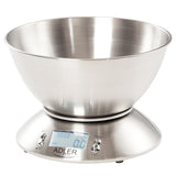 Cantar Bucatarie cu Bol Inox 1.8l Adler AD 3134 cu DAB+, alarma si baterie reincarcabila