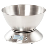 Cantar Bucatarie cu Bol Inox 1.8l Adler AD 3134 cu DAB+, alarma si baterie reincarcabila