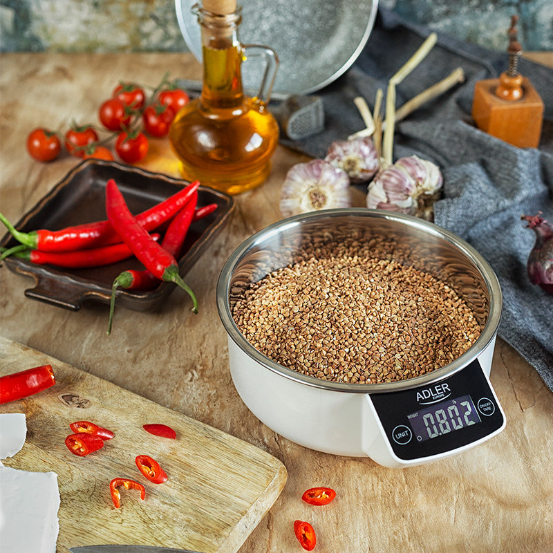 Cantar Bucatarie cu Bol Metalic Adler AD 3166 cu DAB+ si baterie reincarcabila