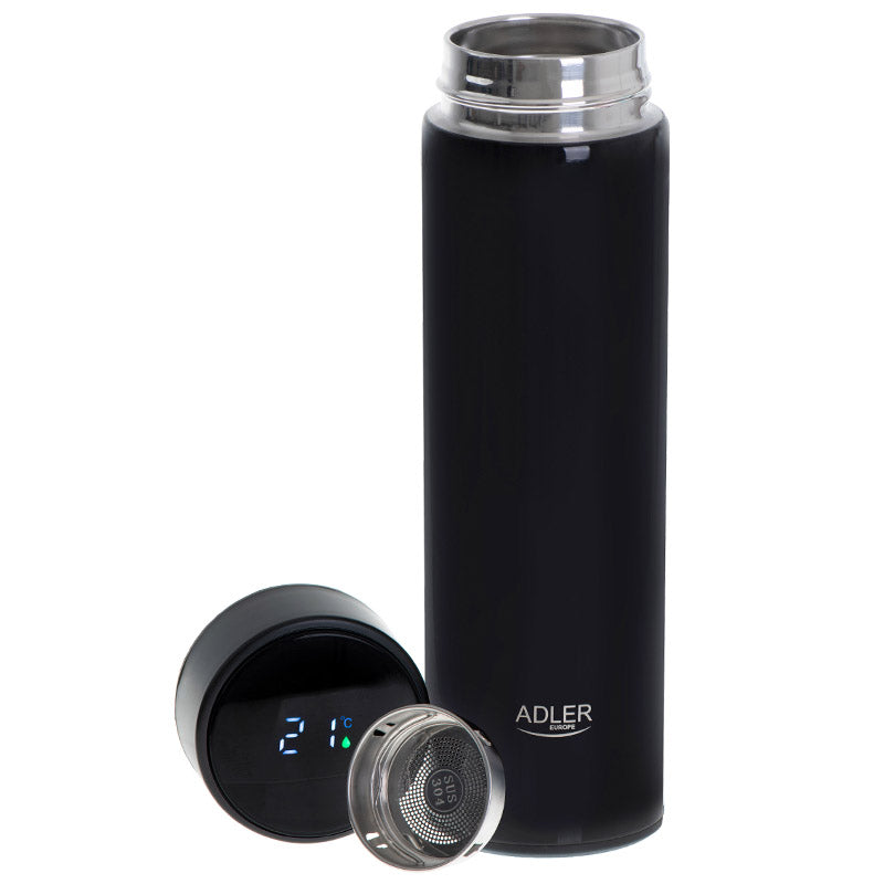 Termos cu afisaj Temperatura Negru Adler Ad 4506bk cu DAB+, afisaj LED, baterie reincarcabila si Rezistenta la Apa