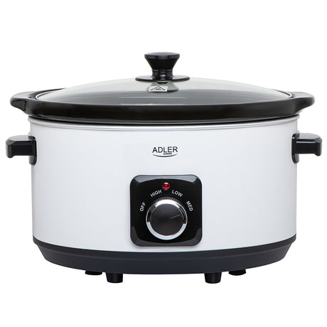 Slow Cooker 5.8l Alb Adler AD 6413 cu DAB+