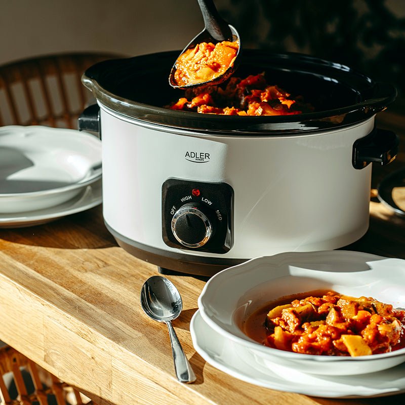 Slow Cooker 5.8l Alb Adler AD 6413 cu DAB+