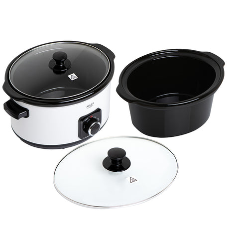 Slow Cooker 5.8l Alb Adler AD 6413 cu DAB+