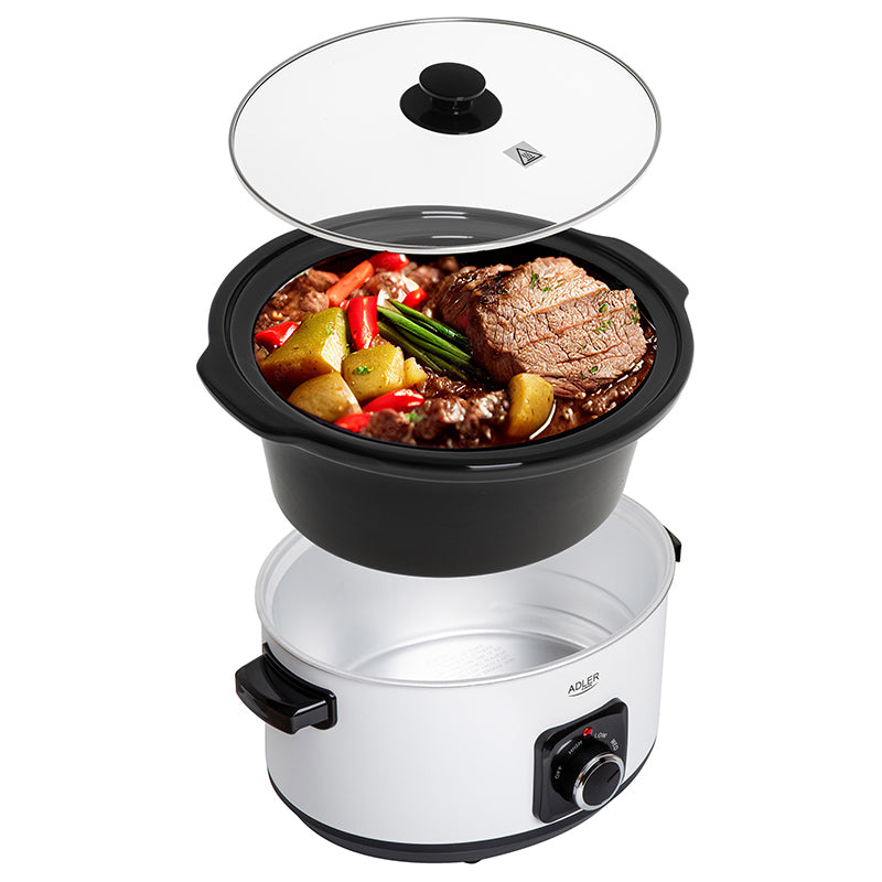 Slow Cooker 5.8l Alb Adler AD 6413 cu DAB+