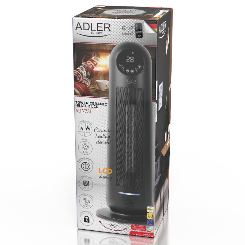Aeroterma Turn cu afisaj Adler LCD 2200W cu afisaj LCD si Telecomanda