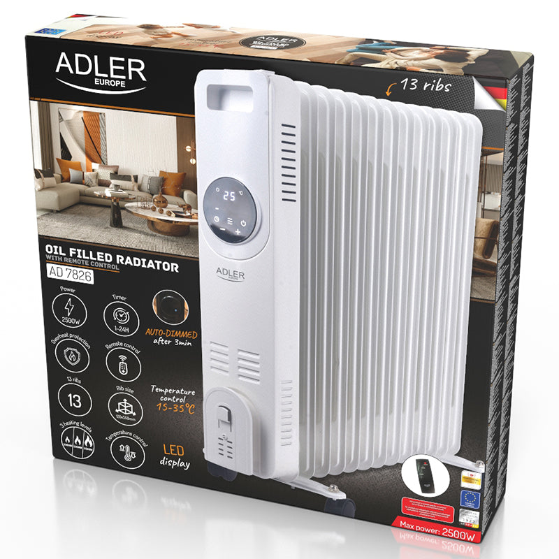 Radiator Ulei 13 Elementi 2500W Telecomanda Adler
