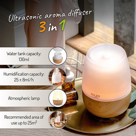 Difuzor Arome Ultrasonic 3 in 1 Adler AD 7967