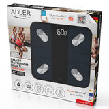 Cantar Smart Tuya Negru Adler AD 8186 cu Bluetooth, afisaj LED si baterie reincarcabila