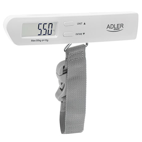 Cantar Bagaj 8191 Alb Adler Max 50KG cu afisaj LCD si baterie reincarcabila