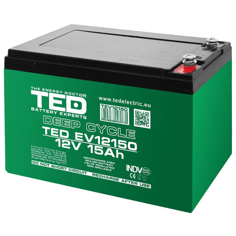 Acumulator Vehicule Electrice Deep Cycle 12V 15AH Ted