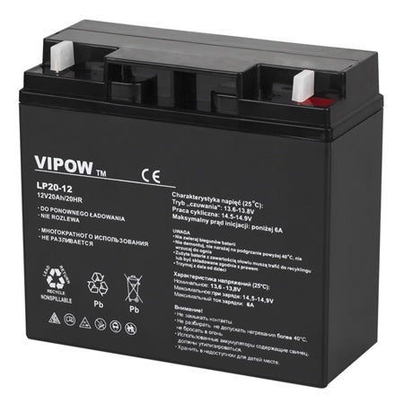 Acumulator Stationar Agm 20ah Vipow Vrla 12V cu baterie reincarcabila