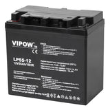 Acumulator Stationar Agm 55ah Vipow Vrla 12V cu baterie reincarcabila