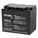 Acumulator Stationar Agm 75ah Vipow Vrla 12V cu baterie reincarcabila