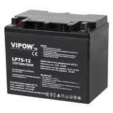 Acumulator Stationar Agm 75ah Vipow Vrla 12V cu baterie reincarcabila