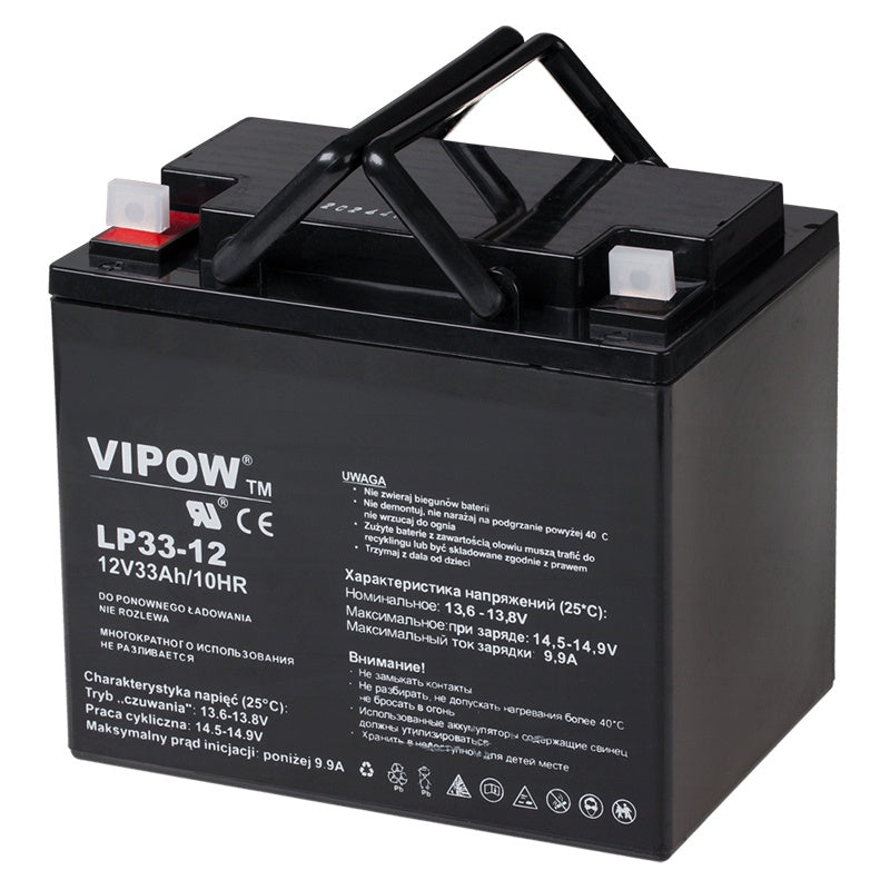 Acumulator Stationar Agm 33ah Vipow Vrla 12V cu baterie reincarcabila