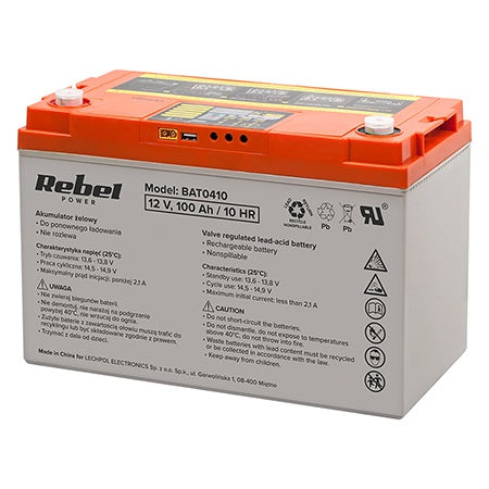 Acumulator Gel Plumb Deep Cycle afisaj 100ah Bat 0410 cu baterie reincarcabila si USB