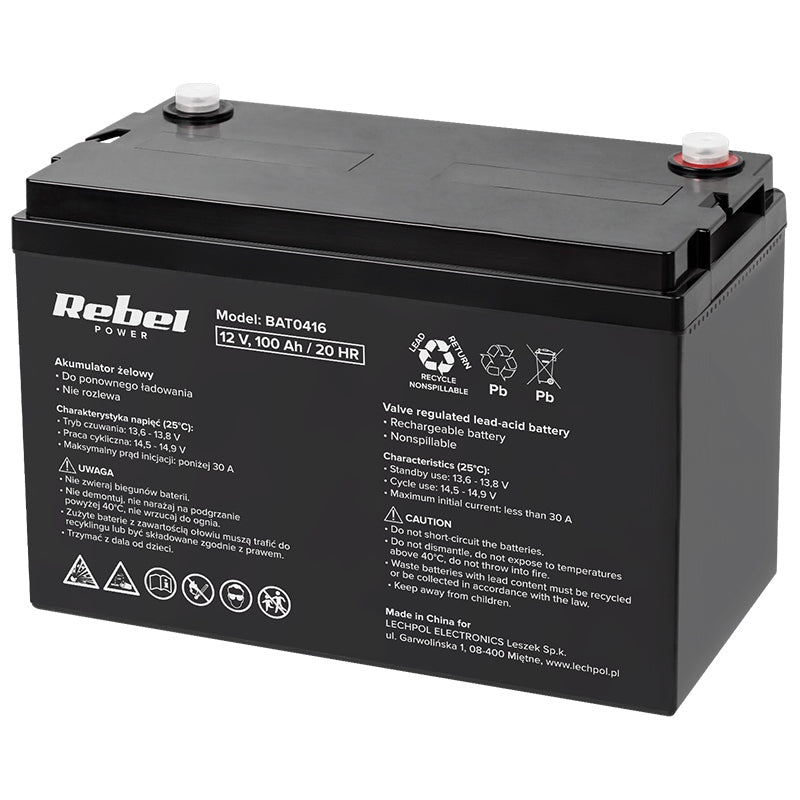 Acumulator Stationar Agm 100ah Rebel Vrla 12V cu baterie reincarcabila