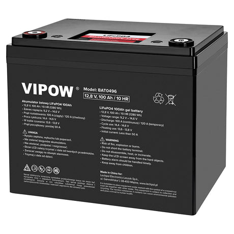 Acumulator Lifepo4 100ah Bms Vipow Bat 0496 cu baterie reincarcabila