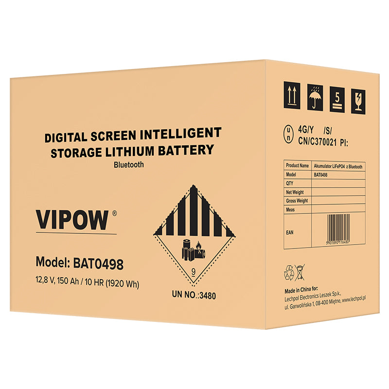 Acumulator Lifepo4 150ah Vipow Bat 0498 cu Bluetooth, alarma si baterie reincarcabila
