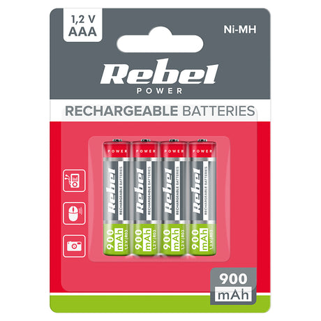 Acumulatori Ni-mh Aaa R3 Blister 4 Buc Rebel Bat 2013 cu baterie 900 mAh