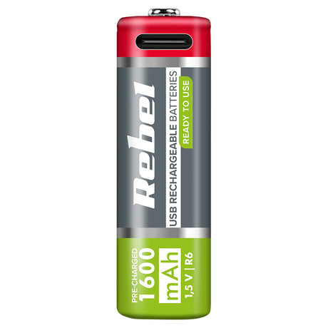 Acumulatori Li-ion Aa R6 -c Blister 2 Rebel Bat 2014 cu baterie 1600 mAh si USB