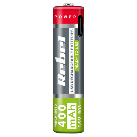 Acumulatori Li-ion Aaa R3 -c Blister 2 Rebel Bat 2015 cu baterie 400 mAh si USB