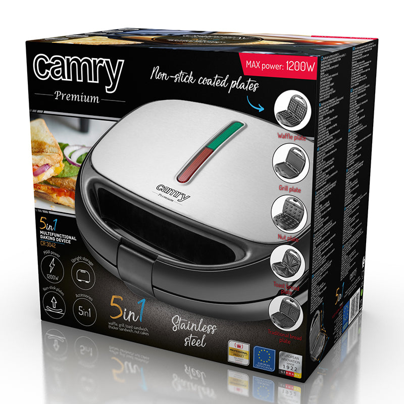 Sandwich Maker 5 in 1 Camry CR 3042 cu DAB+