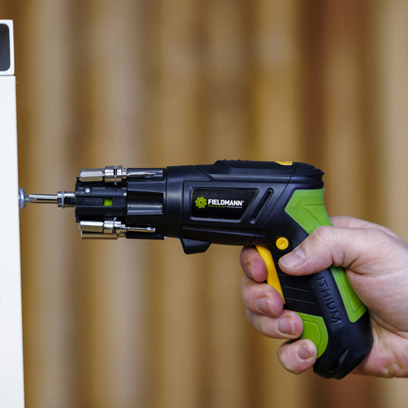 Trusa Scule cu Surubelnita Electrica Fieldmann cu baterie 1300 mAh