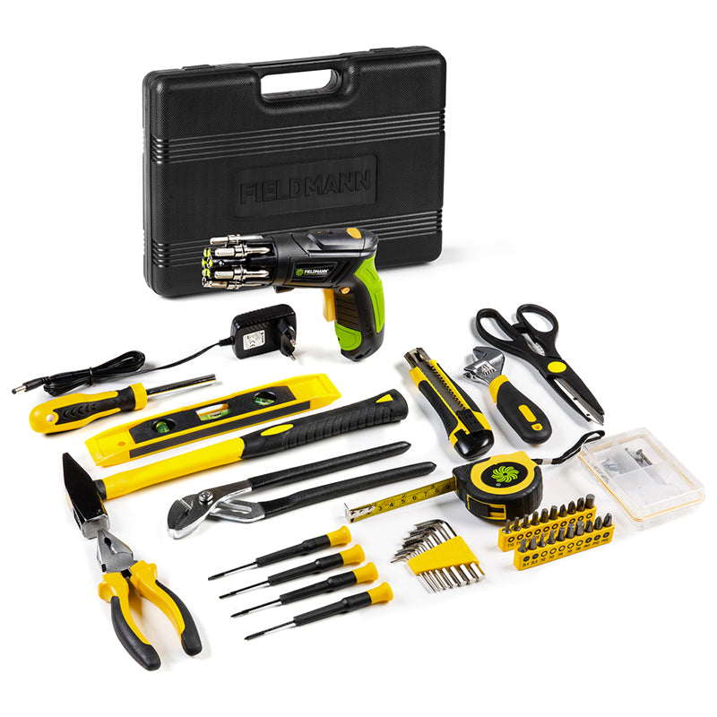 Trusa Scule cu Surubelnita Electrica Fieldmann cu baterie 1300 mAh