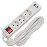 Prelungitor 3 Prize cu Intrerupator si 1.5m cu USB