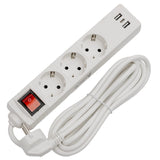 Prelungitor 3 Prize cu Intrerupator si 3m cu USB